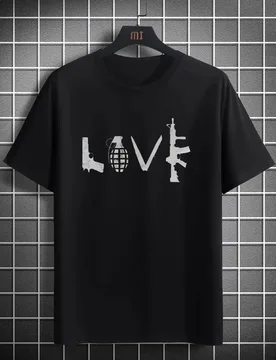 Lover Gun pattern design -100% cotton summer short sleeve O-neck casual printed men's T-shirt - Aliexpress - FashionsVida