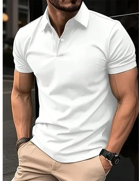 Camisa de hombre, camisa polo casual y de negocios de corte holgado para hombre, suéter de punto de moda, camiseta casual con cuello vuelto, top de m - Shein - FashionsVida