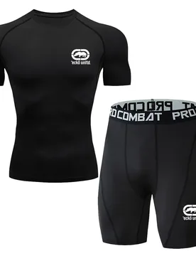 Men 2‑Piece Compression Sport Set Ecko Unltd Print Short Sleeve T‑shirt+Compression Shorts Quick Dry Gym Workout Running Fitness - Aliexpress - FashionsVida
