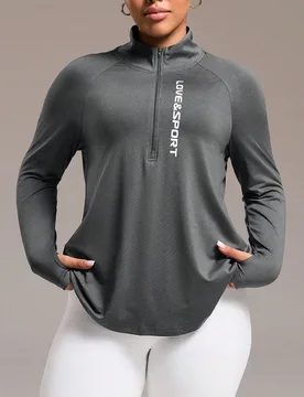 Sudadera con cremallera de manga larga y estampado para mujer de talla grande 4XL - Shein - FashionsVida