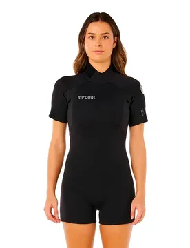Shorty à Manches Courtes Avec Fermeture éclair Au Dos Trad 2/2 Mm Spring Fl Black 12 - Rip curl - FashionsVida