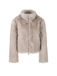 Veste aspect fourrure gris clair 40