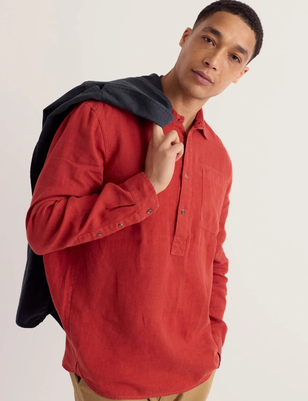 Pure Linen Textured Shirt Orange male - Seasalt cornwall - FashionsVida
