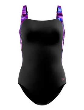 Print Luna Lustre Swimsuit Anthracite / Berry Cool / Wineberry 42 Women - Speedo - FashionsVida