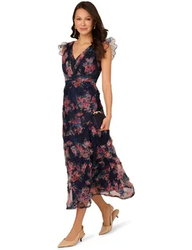 Vestido de tul estampado hasta el tobillo - Adrianna Papell - FashionsVida
