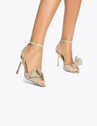Embellished Stiletto Heel Sandals Gold female