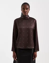 TSDAWLA LS SATIN SCARF TIE TOP WVN female
