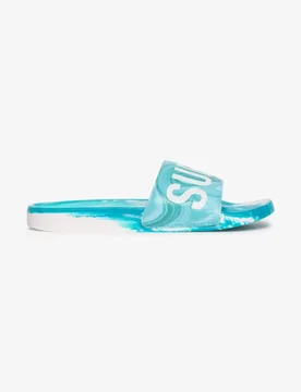 Superdry Damen Marble Pool Sliders Blau - Größe: 3-4 - 39.99 - FashionsVida
