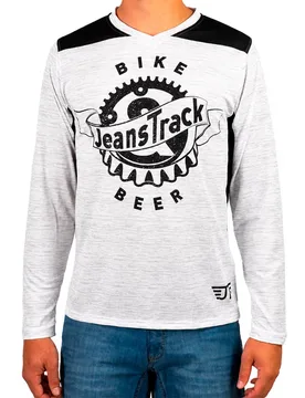 T-shirt à Manches Longues Bike&beer Enduro White S - Jeanstrack - FashionsVida