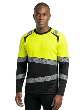 T-shirt à Manches Longues Accelerate Safe Dark Navy / Hi-Vis Yellow 4XL - MASCOT - FashionsVida