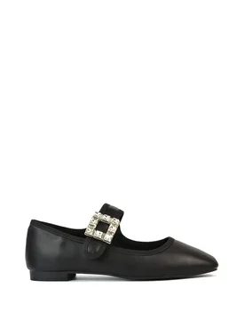 Women's 'Rhyse' Mary Jane Diamante Buckle Square Toe Pumps in Black Size: 6 - Black - Size: 6 - XY London - FashionsVida