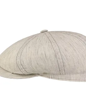 Hatteras Pandico Linen Flat Cap by - oatmeal - Size: 57 cm - Stetson - FashionsVida