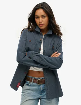 Superdry Damen The Merchant Store - OverGröße Denim-hemdjacke Blau - Größe: L - 99.99 - FashionsVida
