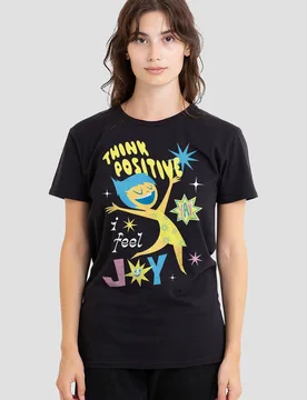 Women's Inside Out 2 Joy Think Positive T-Shirt, Black Size: Small - Black - Size: S - Disney - FashionsVida