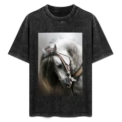 The Beautiful White Horse T-Shirt Casual All Match Tee Shirt for Men