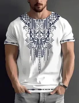 Luxury Retro Pattern Men's T-Shirt with Colorful Ethnic 3D Print Summer Short Sleeve Oversized Streetwear Top for Sports - Aliexpress - FashionsVida
