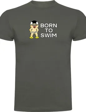 Born To Swim Short Sleeve T-shirt Dark Army Green L Men - Kruskis - FashionsVida