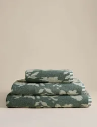 Pure Cotton Floral Towel Smokey Green