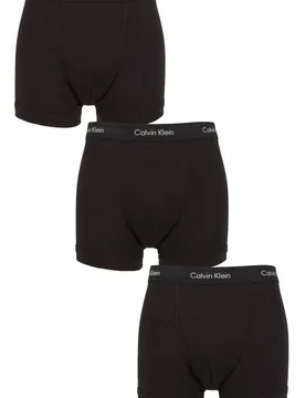 Mens 3 Pack Cotton Stretch Trunks Faded Denim / Tint / Buff M - Black - Size: Medium - Calvin Klein - FashionsVida