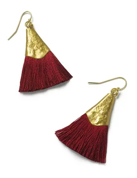 Gold Kiara Earring - Red Tassel - So Just Shop - FashionsVida