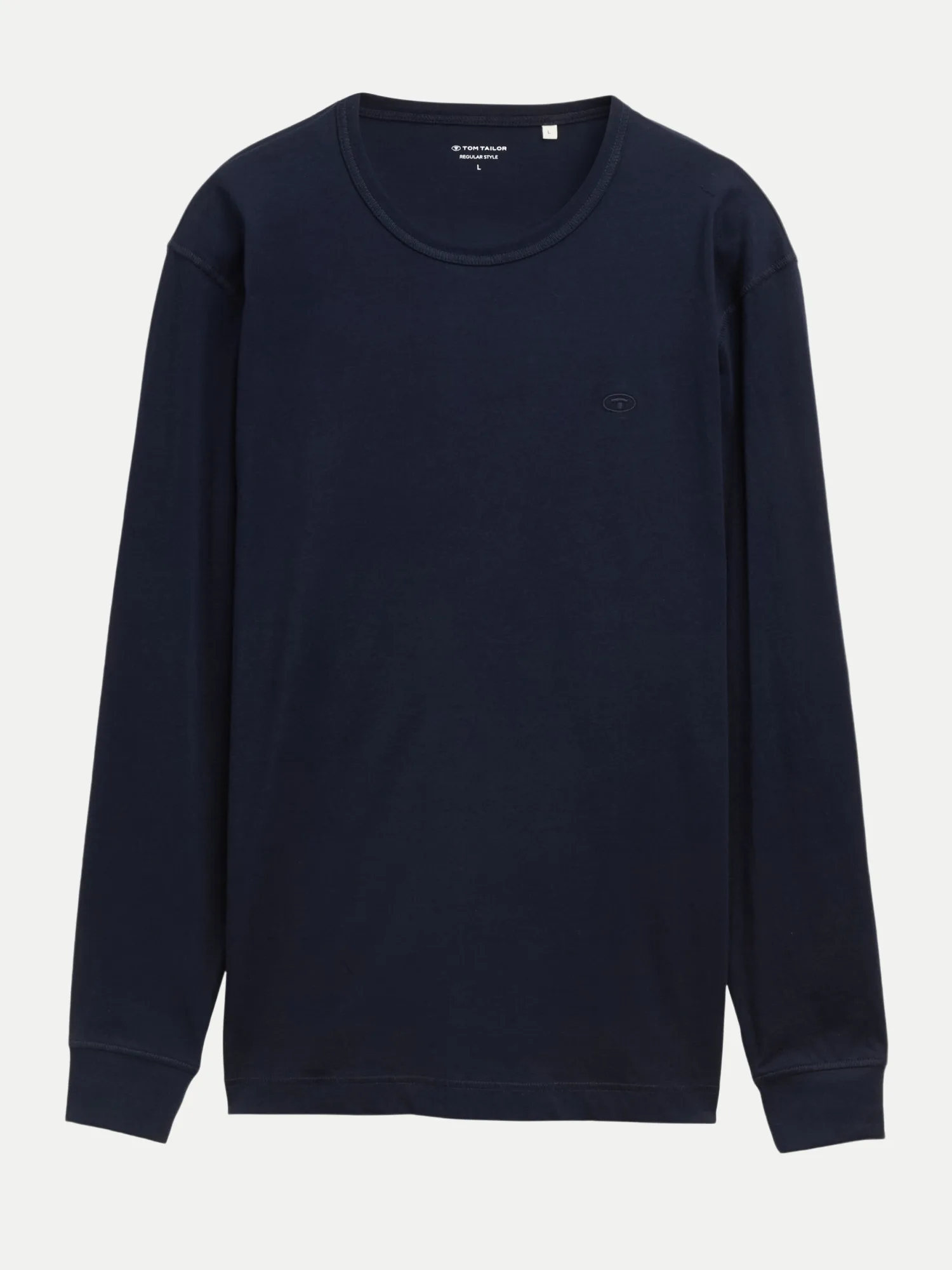 Basic Langarmshirt mit Logo-Stickerei Blau XL - Tom Tailor Casual - FashionsVida