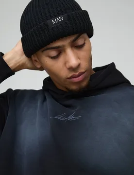 Herren Herren Tab Beanie Black - boohooMAN - FashionsVida