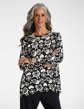 Camiseta de mujer estampada con bordado largo midi y ajuste regular - Elena Miró - FashionsVida