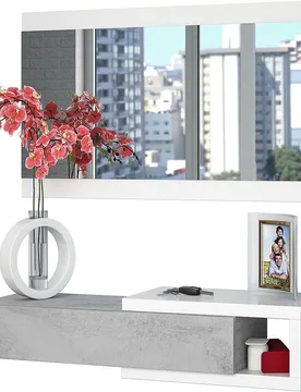 Recibidor Noon 1 Balda + 1 Cajón y Espejo Rectangular - Fores - FashionsVida