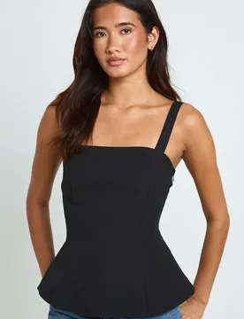 Womens Peplum Tailored Top - Black - Size 10 Uk - Boohoo - FashionsVida