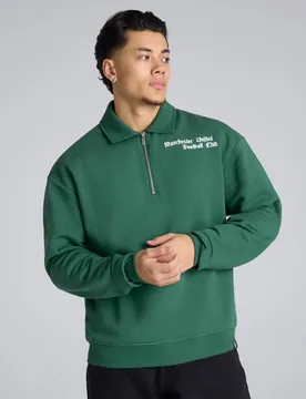 Manchester United Archive Quarter Zip Sweatshirt Green XL - Outerstuff - FashionsVida