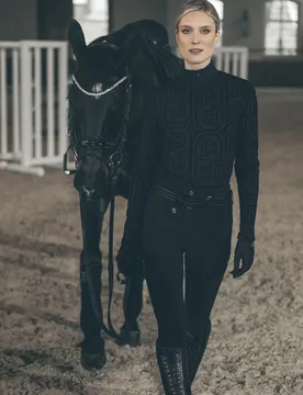 Damen Funktions-Zip Shirt ZIP PRINT SHIRT black 36 - Pikeur - FashionsVida