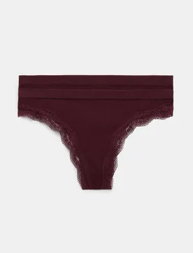 Pack Jasmine Lace Seamless Thongs Dark Wine female - M&S - FashionsVida