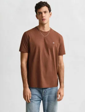 Pure Cotton Logo T-Shirt Brown male - Gant - FashionsVida