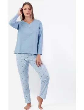 Pijama largo de mujer de punto viscosa - Admas - FashionsVida