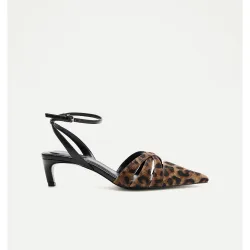Zapatos de tacón de mujer con tiras cruzadas de leopardo