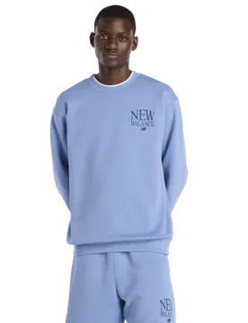 Fleece Men Sweatshirts - Blue - Size XS - Cotton Jersey - Blue - Size: Extra Small - New Balance - FashionsVida