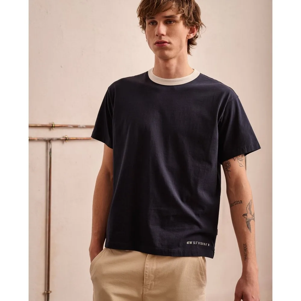 Camiseta manga corta henry coordinates de hombre true blue - Tintoremus Sttudio - FashionsVida