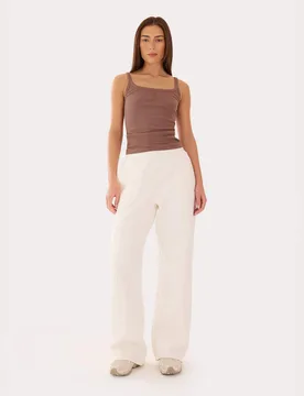 Pure Cotton High Waisted Wide Leg Joggers White female - 4th & reckless - FashionsVida