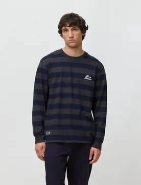 Camiseta de manga larga de hombre de 100% algodón orgánico stripes - Blue Banana - FashionsVida