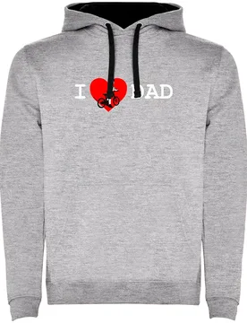 Felpa Con Cappuccio I Love Dad Two-colour Heather Grey / Black - Kruskis - FashionsVida