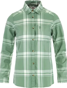 Chemise en coton biologique - Övik Lite Flannel Shirt W Misty Green Eggshell en Coton - Taille S - Vert - Fjall Raven - FashionsVida