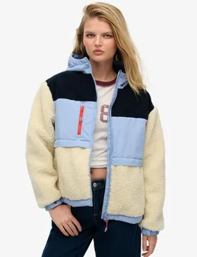Superdry Women's Kapuzen-fleecejacke Creme/blau - Größe: 44 - 119.99 - FashionsVida