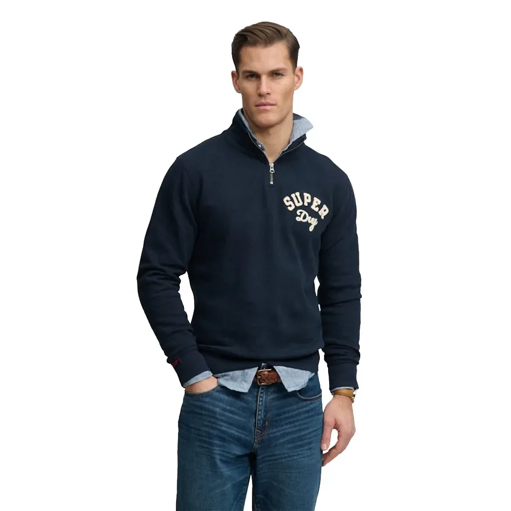 Felpa Con Mezza Zip Vintage Athletic Eclipse Navy M - Superdry - FashionsVida
