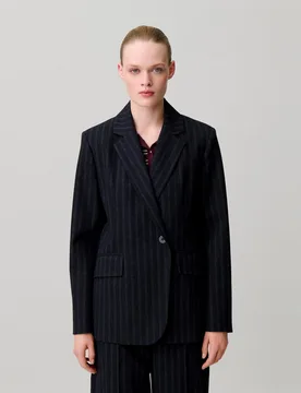 Chaqueta de mujer de traje a rayas con cuello sastre y lana - CLAUDIE PIERLOT - FashionsVida