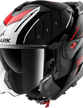 Casco Moto Modulare P/J OXO RYDGER Nero Argento Rosso taglia 2XL - Shark - FashionsVida