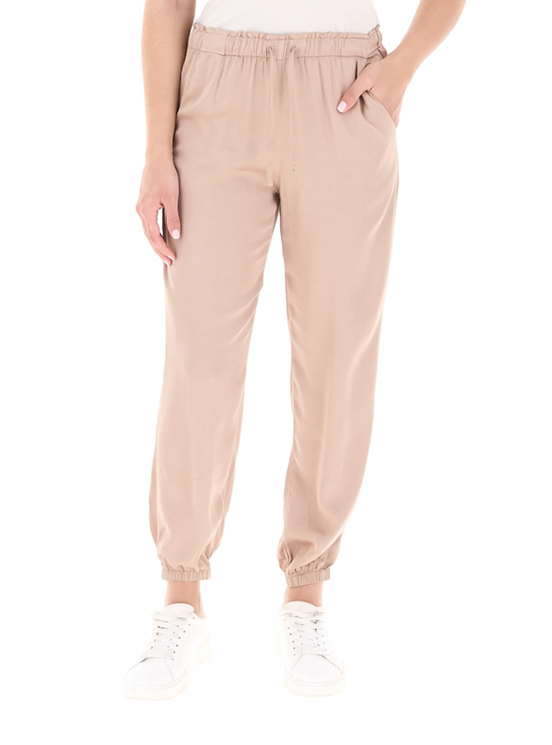 Pantalone vita elasticizzata BEIGE L - DEHA - FashionsVida