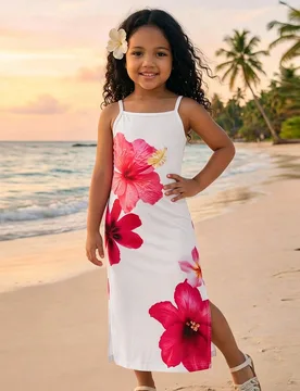 Vestido de tirantes finos con estampado floral, cómodo y ajustado, para niña en vacaciones de verano en la playa, suave y cómodo, estilo bohemio, p - Shein - FashionsVida