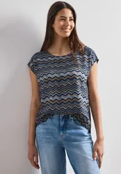 Dropped Shoulder Blusenshirt mit Rundhals female Blau