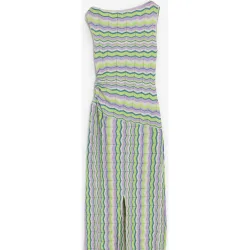 Vestido midi recto con estampado en zigzag
