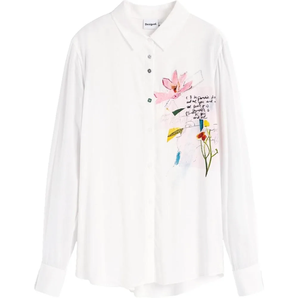 Camisa de mujer bordada flores - Desigual - FashionsVida